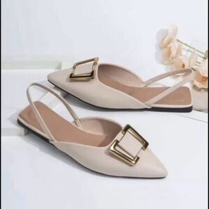 Elegant Beige Slingback Flats